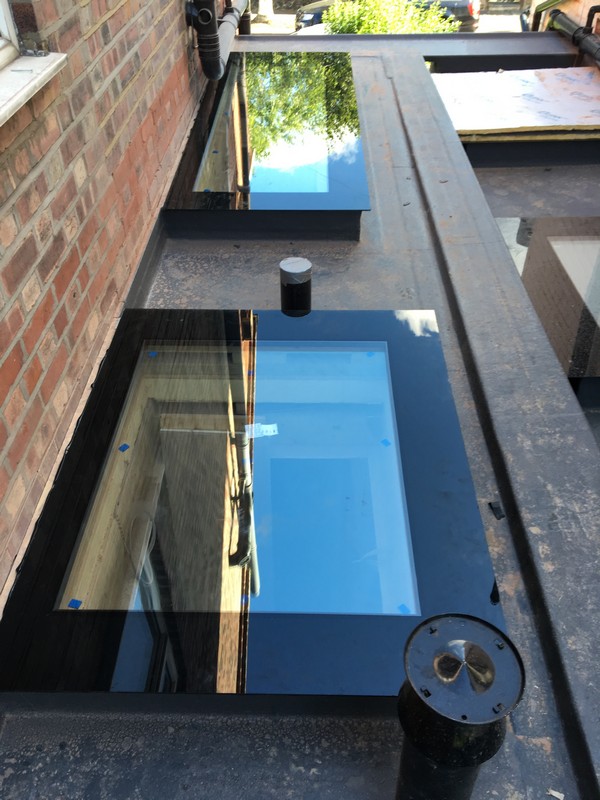 Multiple flat roof skylights on extension in Streatham